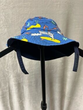 Patagonia Baby Blue Surf & Palm Bucket Hat with Yellow Accents